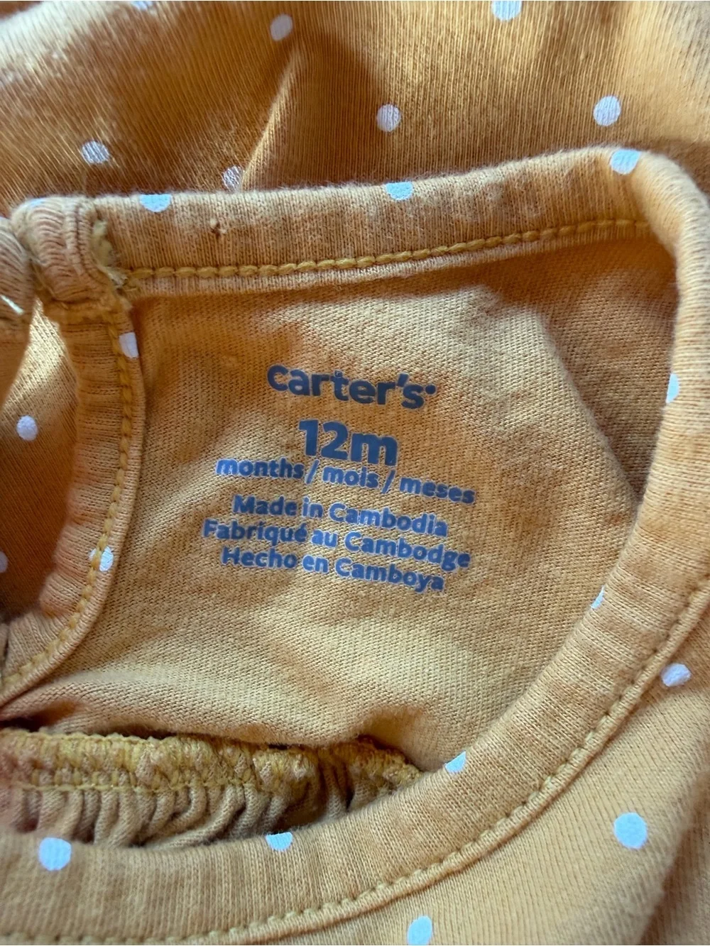 Carter's Mustard Yellow Polka Dot Long-Sleeve Dress with Pockets Size 12M